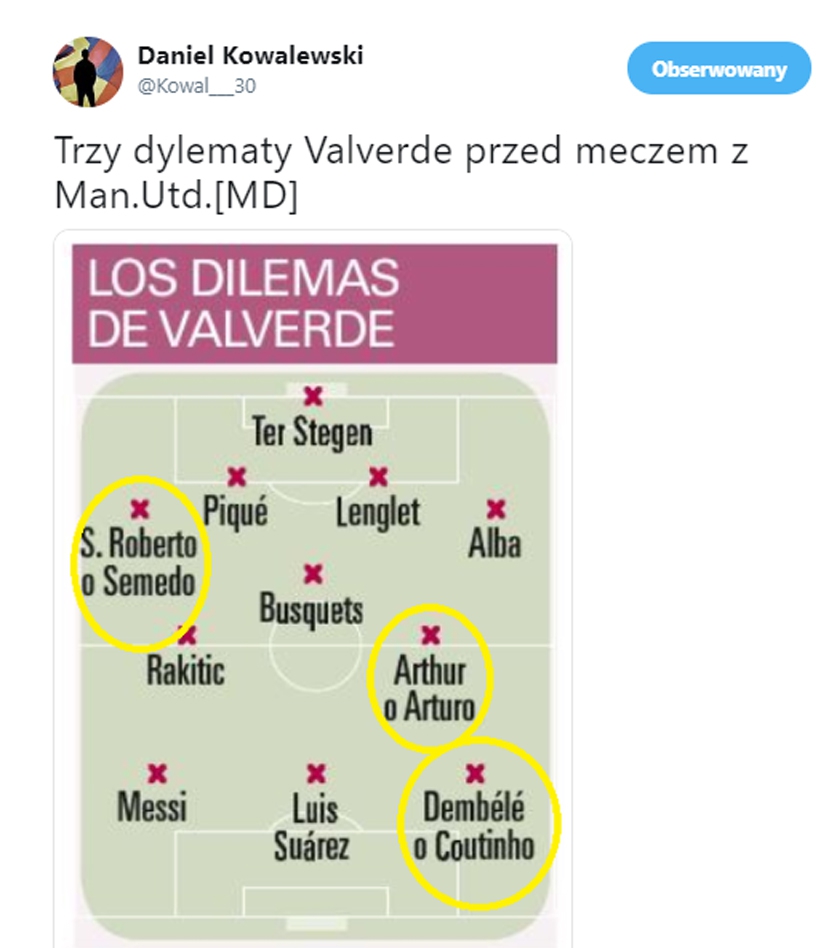 TRZY DYLEMATY Valverde przed rewanżem z Man United!
